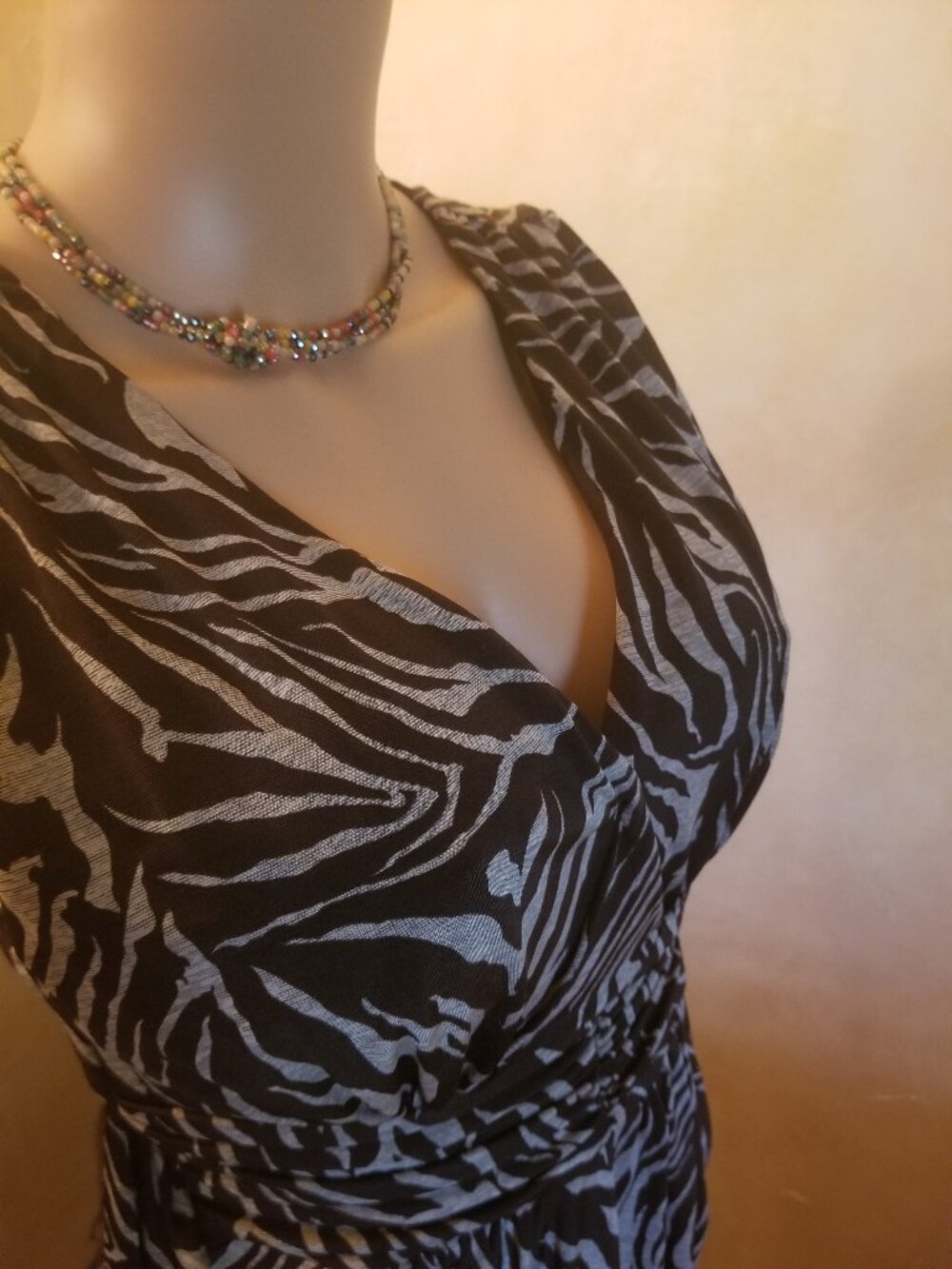 IZ BYER BROWN & SILVER GRAY ANIMAL PRINT DRESS SZ M